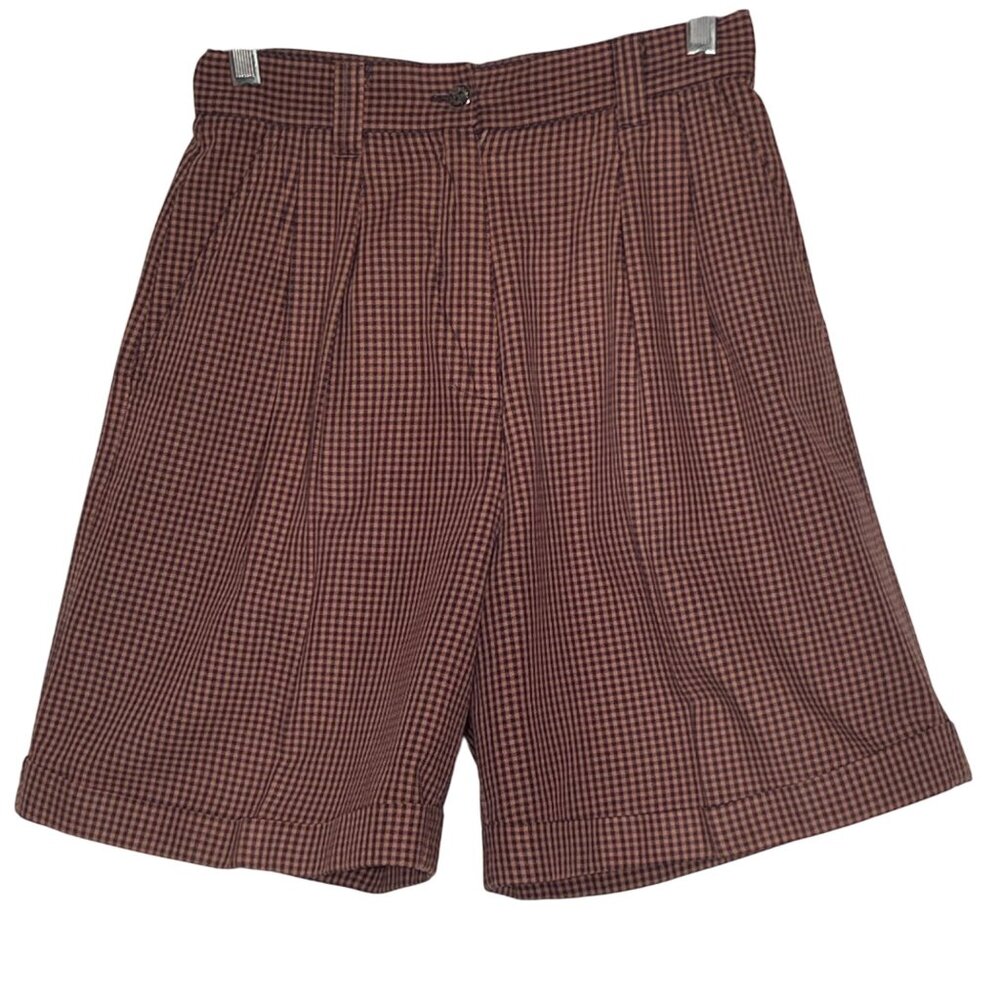 VNT Aeropostale 4 Houndstooth Pleated High-Waisted Shorts Cuffed Hem Y2K Career